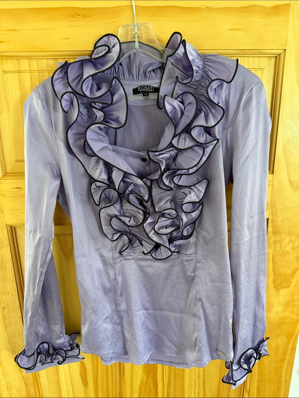 Lavender Ruffle-Front Long Sleeve Dress